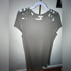 Speechless Gray Cap Sleeve Cutout T-Shirt